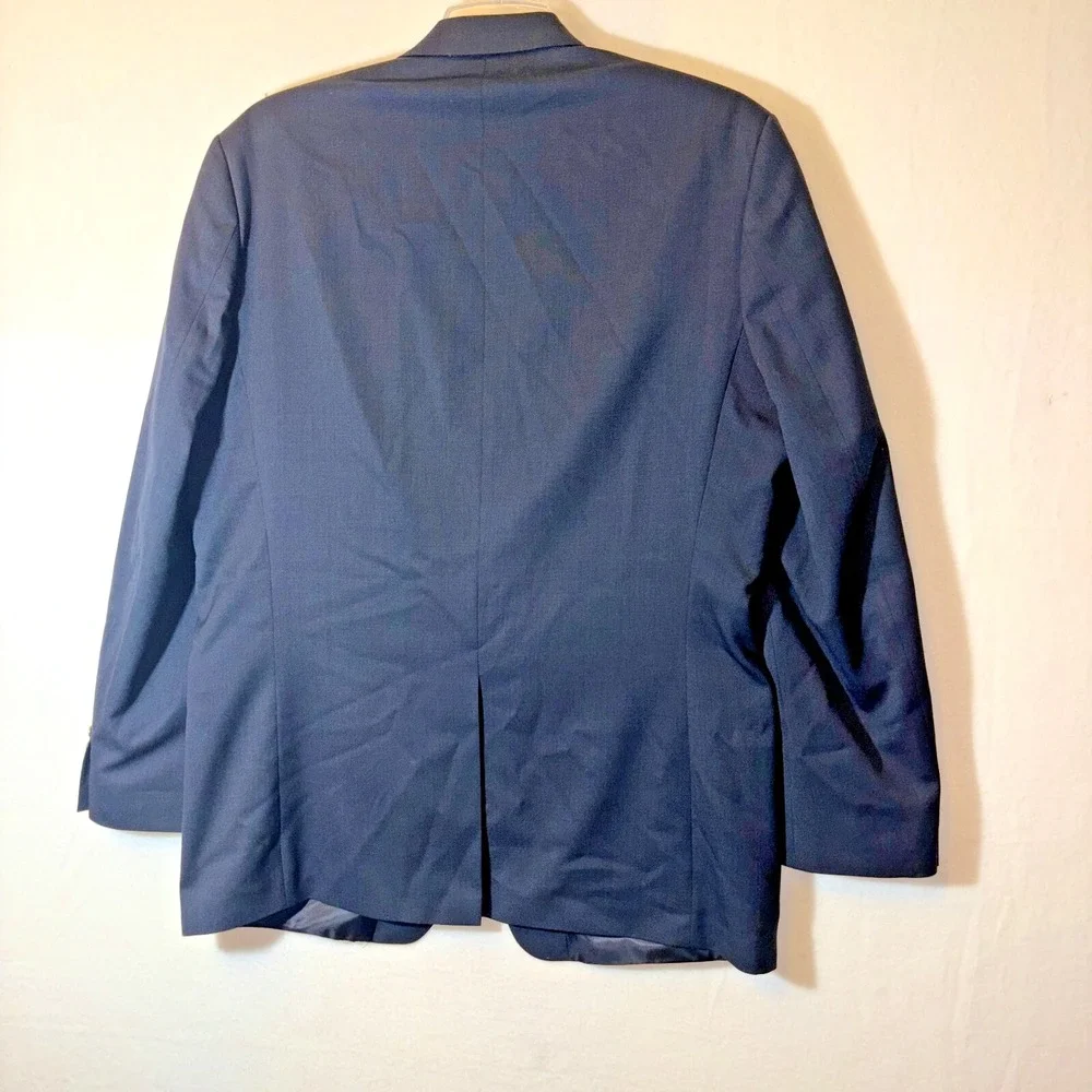 Chaps‎ By Ralph Lauren Mens Virgin Wool Blue Suit Jacket Blazer 44L Gold Buttons
